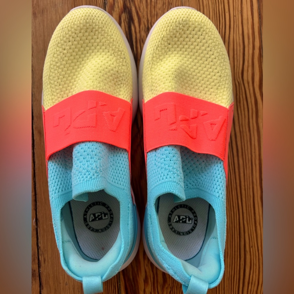 APL Women’s TechLoom Bliss Slip-On Sneakers Yellow, Blue, and Orange - Picture 3 of 4